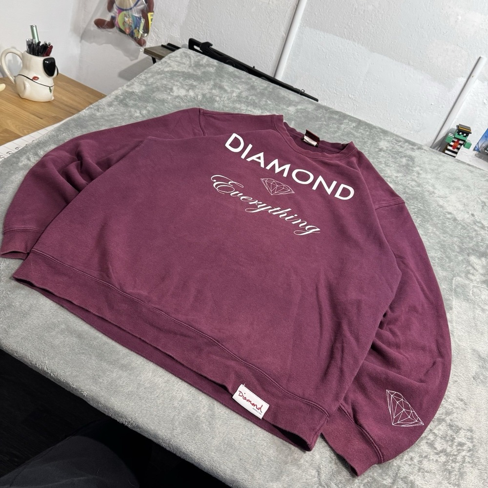 VTG Y2K Diamond Supply Everything‎ Logo Crewneck Faded Mens L Skater Grunge